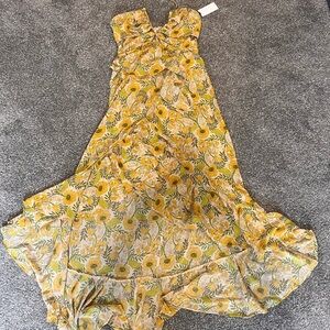 ASTR Yellow Floral Ruffled Maxi Dress